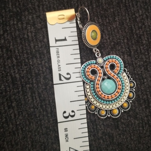 Vintage Enamel Beads  statment Earrings - Picture 7 of 8